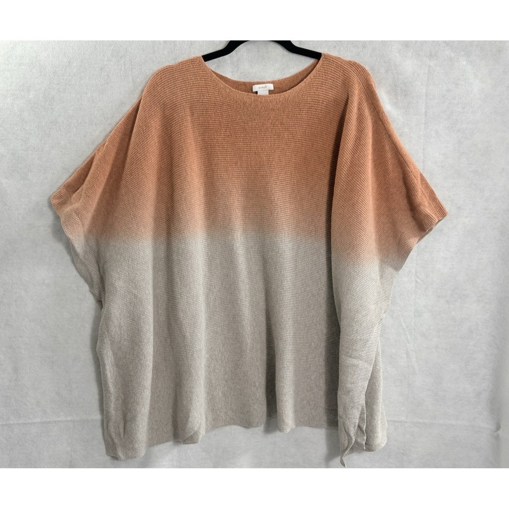 PURE JILL Women Dip Dyed Poncho Sweater One Size Ombre Orange Tan Casual 1A-16